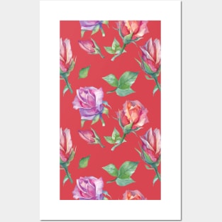 Watercolor Flower Pattern Posters and Art